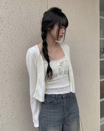 Yayo Crop Sleeveless Cardigan Set